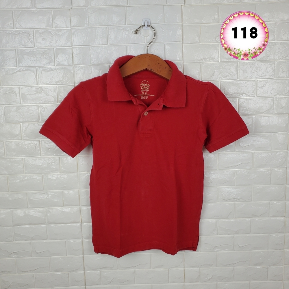 faded glory boys medium red polo shirt